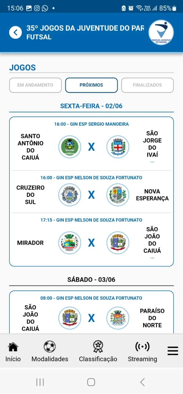 Parana Esporte - detalhes do evento