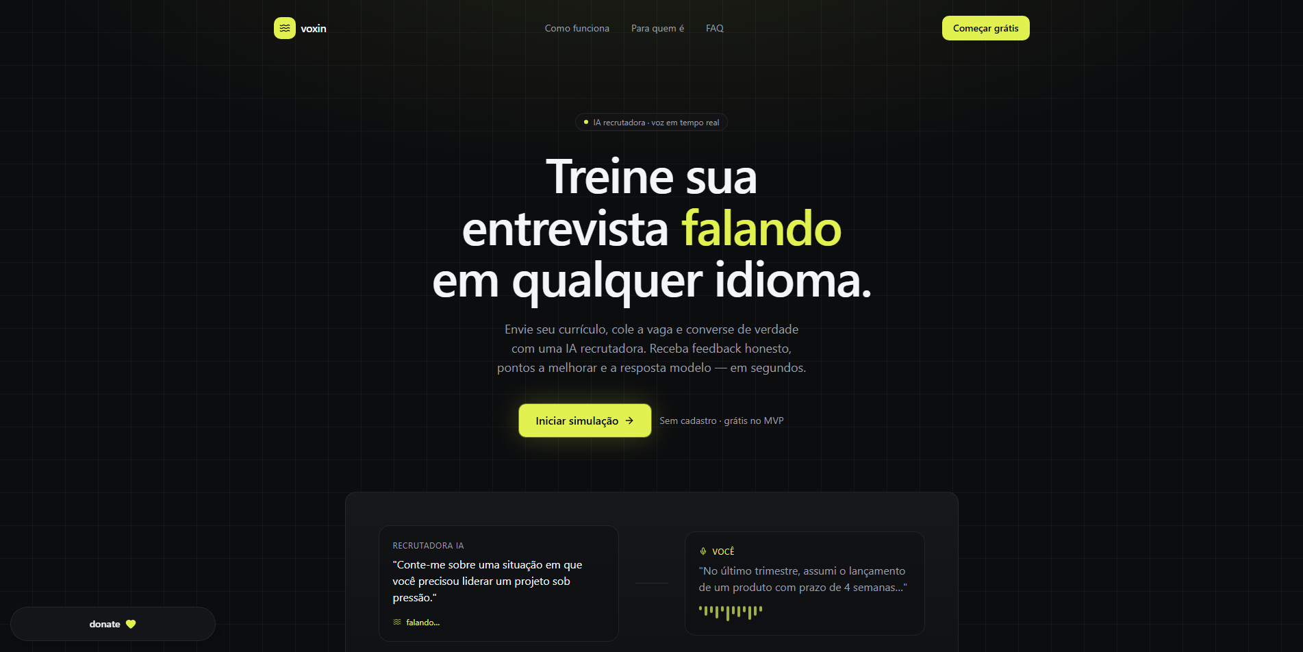 Voxin - simulador de entrevistas por voz com IA